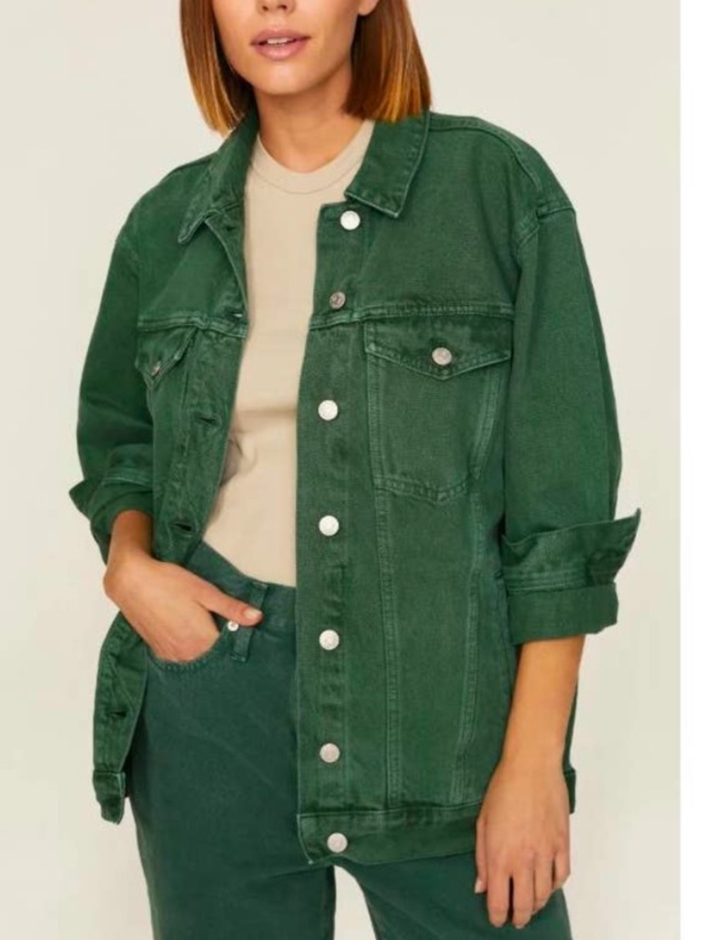 Madewell Oversized Trucker Jean Jacket in Green
